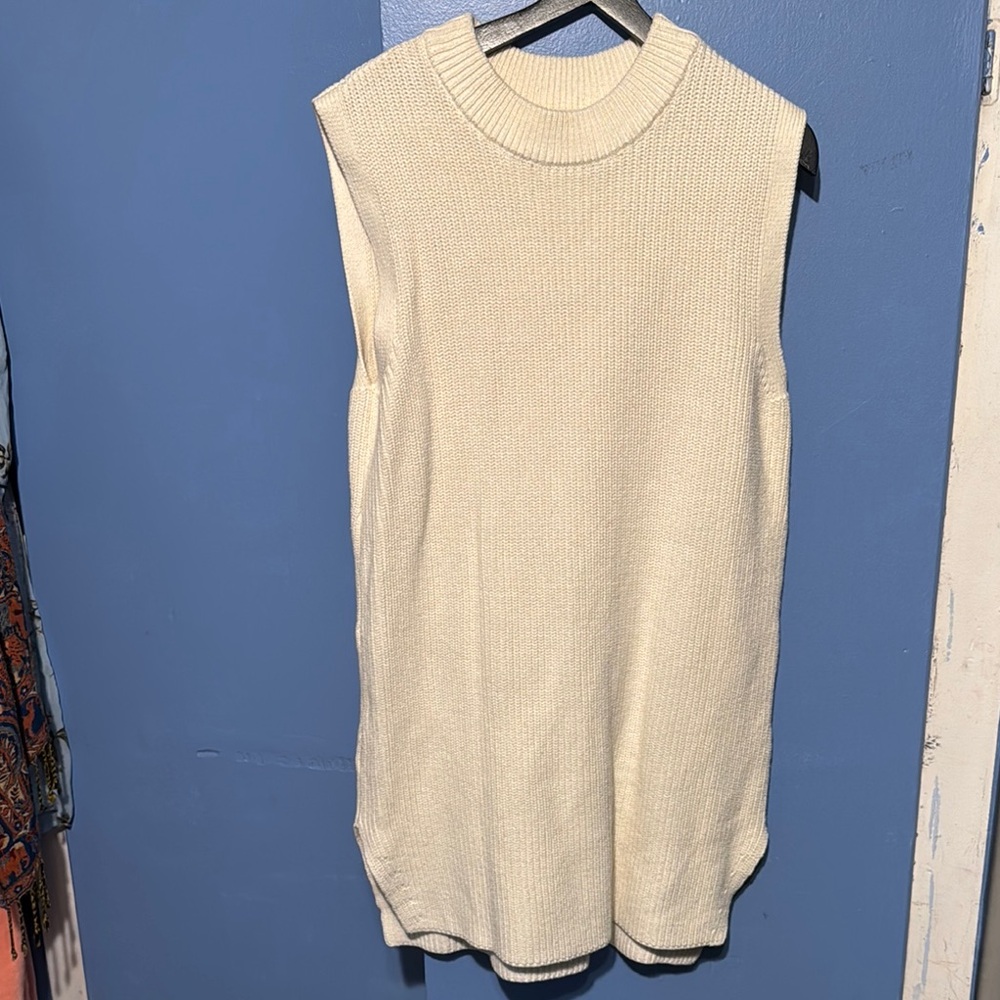 Sleeveless Cream Knit Sweater dress
